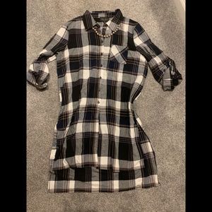 NWT plaid long sleeve flannel tunic hi-low